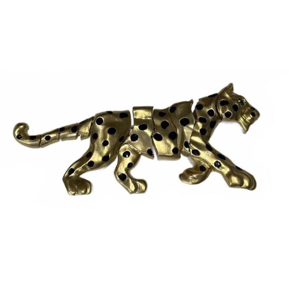 VTG 90's Gold-Tone Leopard Brooch with Black Spots